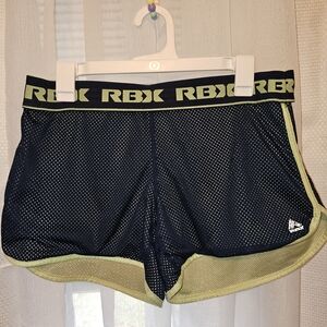 Reebok Navy Blue and Lime Athletic Mesh Shorts